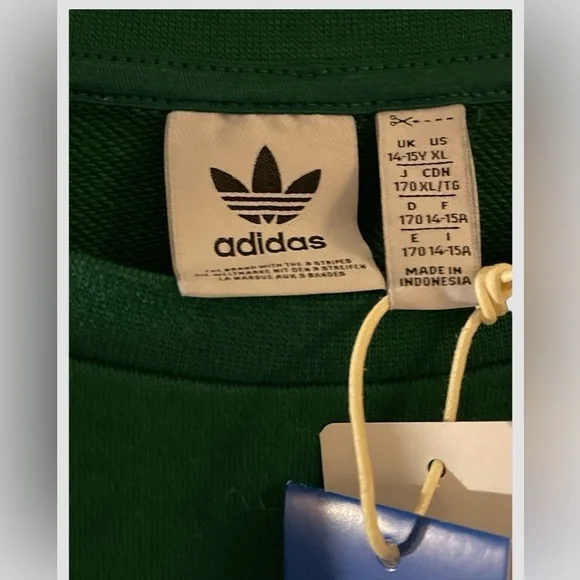 Adidas Originals Big Kids Collegiate Graphic Crewneck Sweatshirt Sz XL Green NWT - Picture 7 of 8